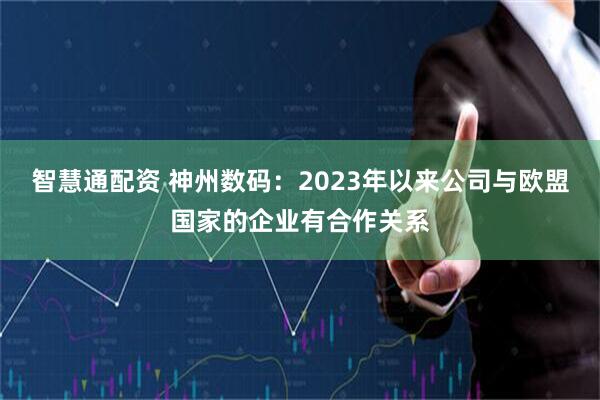智慧通配资 神州数码：2023年以来公司与欧盟国家的企业有合作关系
